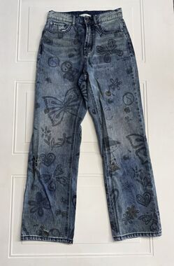 BDG Urban Outfitters Womens Sz 26 Graffiti Straight Leg Jeans Cowgirl